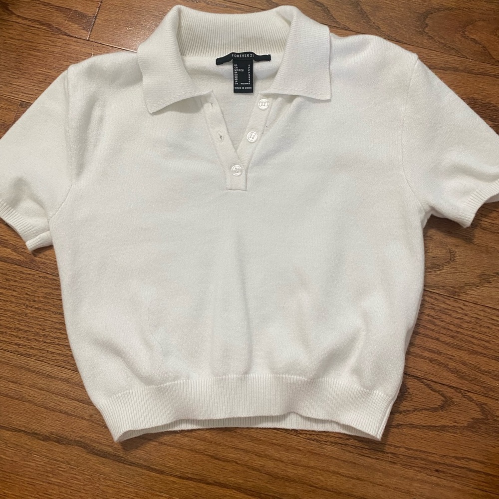 White collared crop top